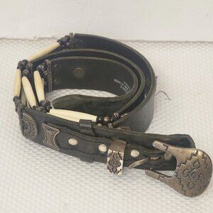 Western, Boho-Chic. Tribal American...Genuine Leather , Bones Belt S36